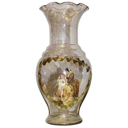 Antique Decoupage Venetian Glass Vase 2018555